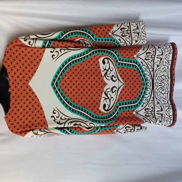 COMO NO? brand tunic, orange, cream, green - Picture 4 of 7